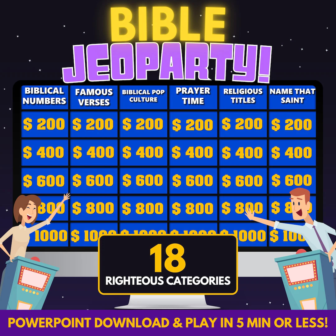 Bible Jeopardy Powerpoint Game Church Game Bible Trivia Bible Study Christian Games Bible Quiz Trivia Game Youth Group Games Etsy