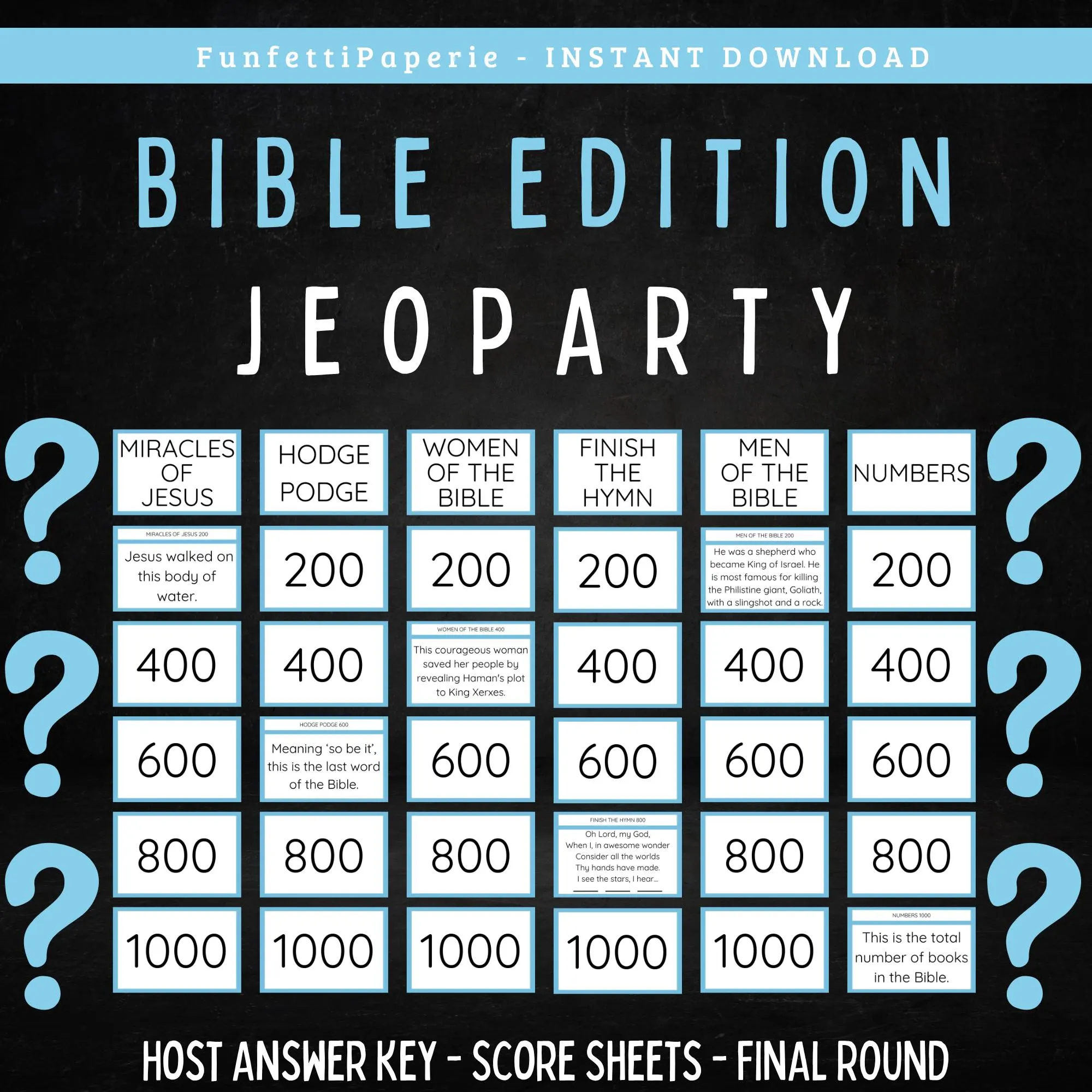 Bible Jeopardy Printable Etsy