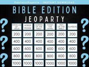 Bible Jeoparty Game Printable Church Party Game For Groups Trivia For Kids U0026 Adults Family Game Night Youth Group VBS Sunday School Etsy