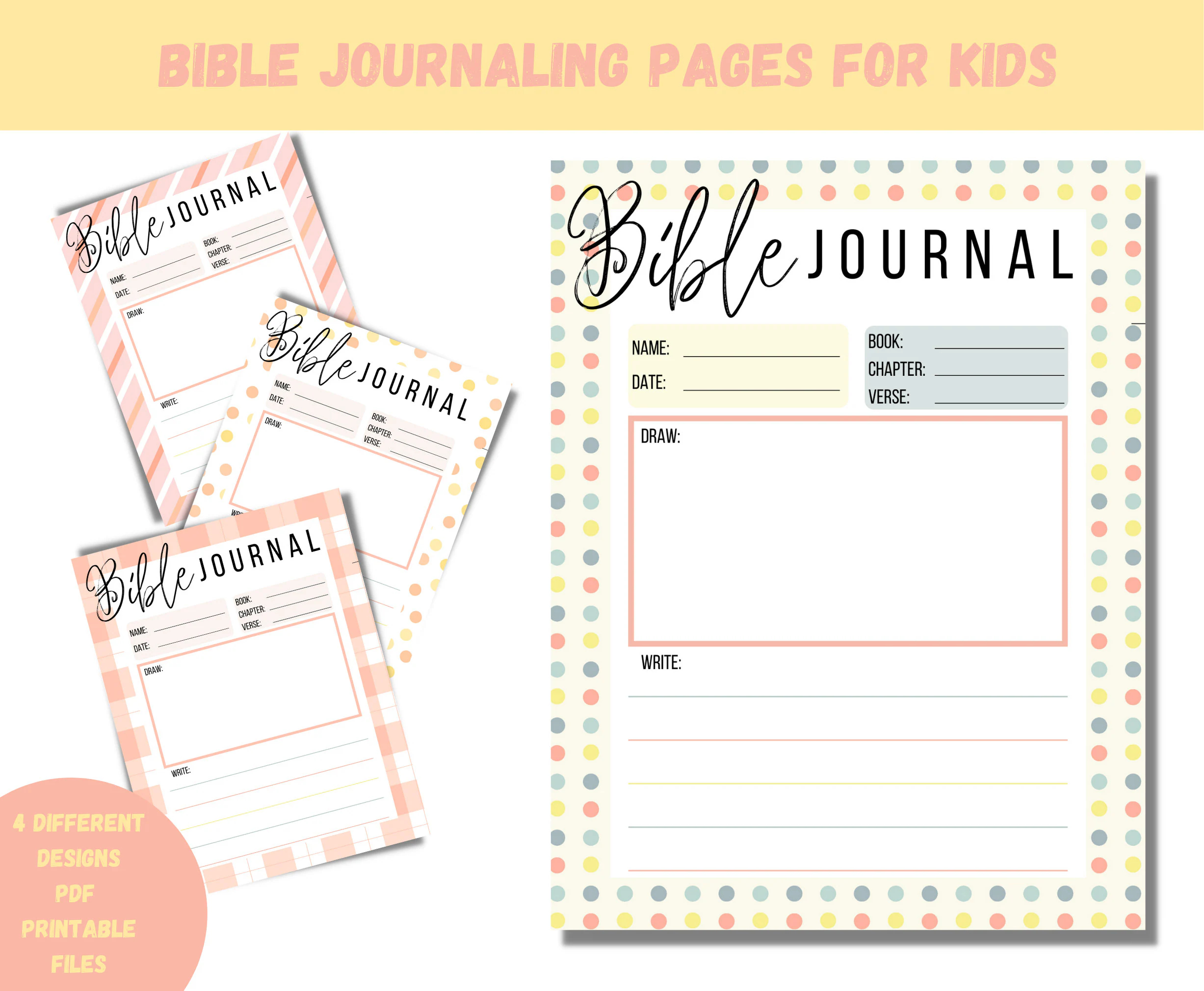 Bible Journaling Pages For Kids Printable Bible Journal Page Digital Download Journal Pages For Devotional Instant Download For Kids Etsy