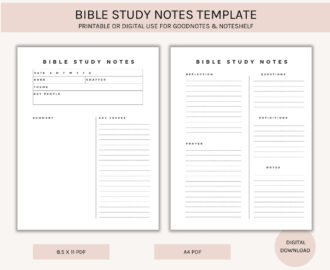 Bible Journaling Printable Bible Study Notes Template Sermon Notes Faith Journal Prayer Journal Church Notes Etsy