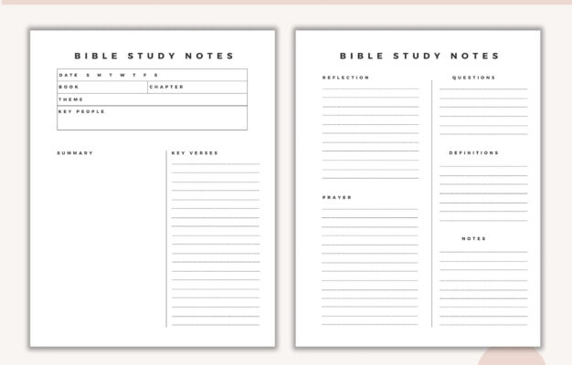 Bible Journaling Printable Bible Study Notes Template Sermon Notes Faith Journal Prayer Journal Church Notes Etsy