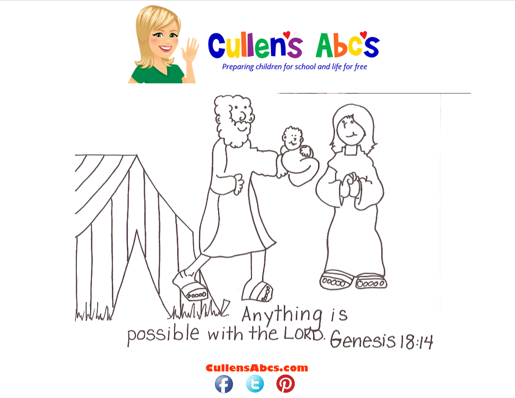 Bible Key Point Coloring Page Abraham Sarah Free Children s Videos Activities
