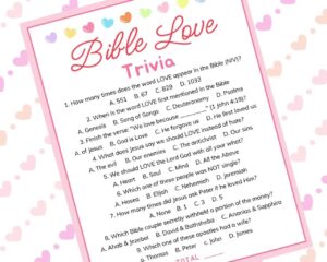 Bible Love Trivia Game Printable Bible Games For Kids Adults Fun Church Valentines Day Party Games Sunday School Kids Bible Study Game Etsy