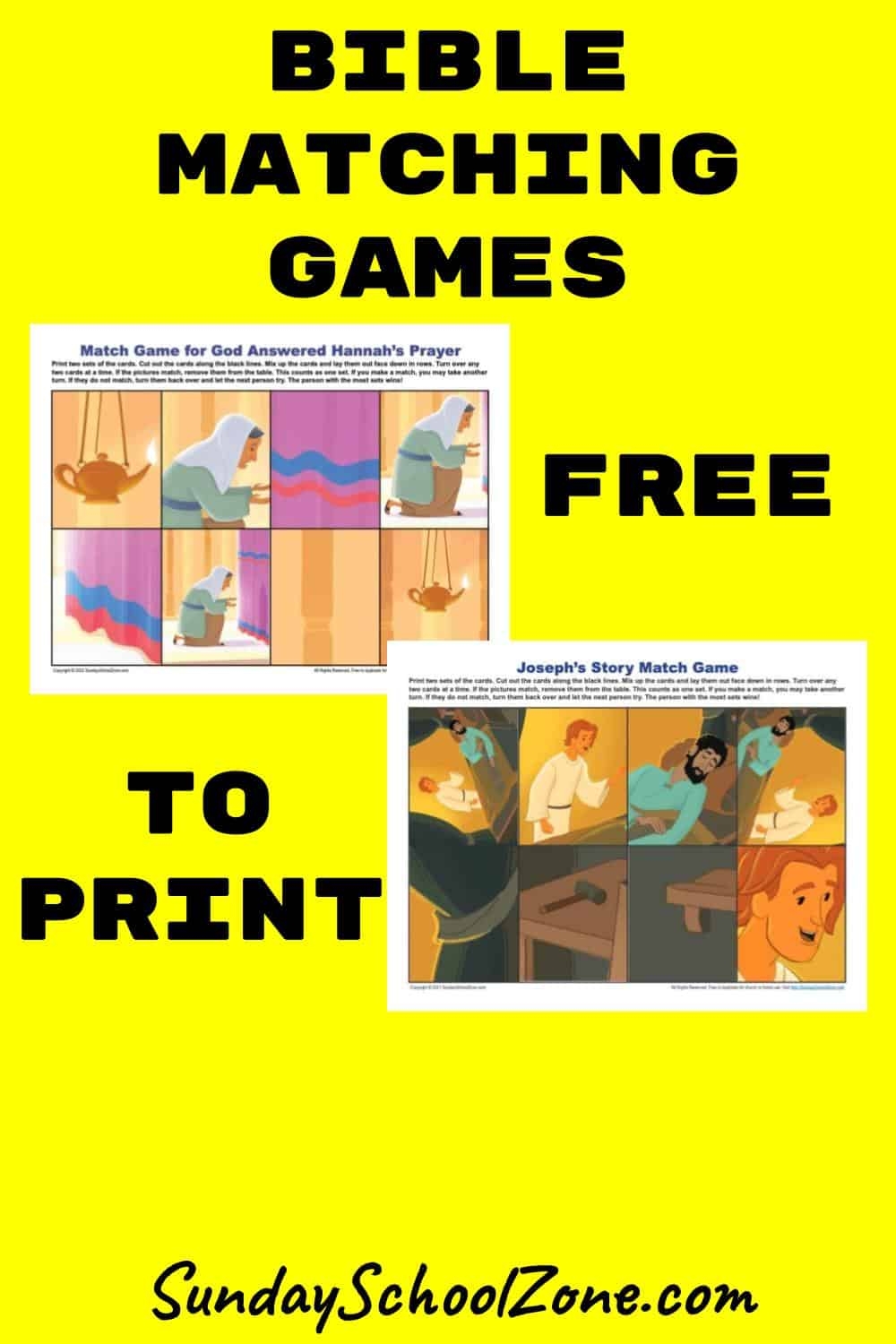 bible matching games for children on sunday school zone