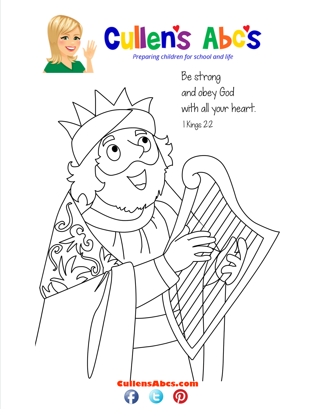 Bible Memory Verse Coloring Page King David Free Children s Videos Activities