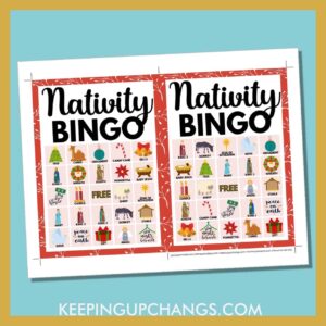 Bible Nativity Bingo Color Pictures U0026 Words 5x5 Grid FREE Printable