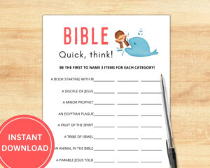 Bible Quick Think Bible Game Bible Games For Adults Kids Teens Bible Trivia Game Christian Games Youth Group Game Printable Etsy New Zealand