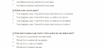 Bible Quiz The Lord s Prayer Response Options Studocu