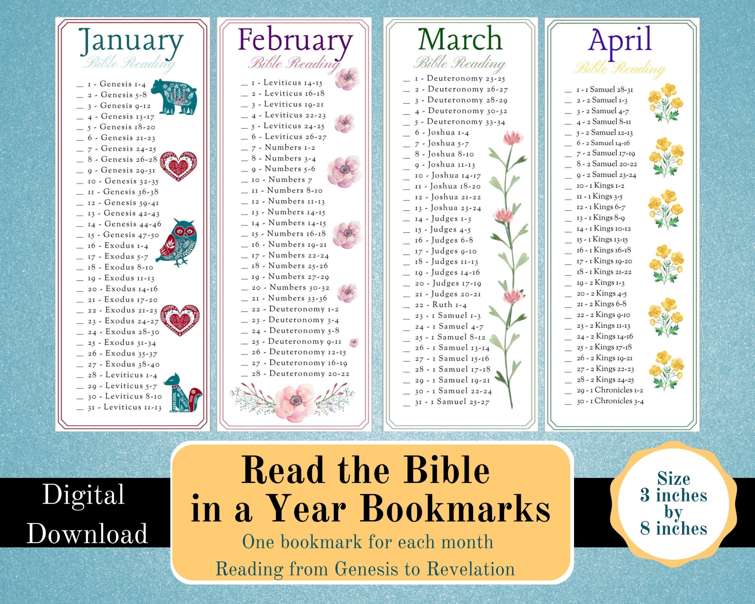 Bible Reading Bookmarks Read The Bible In A Year Printable 