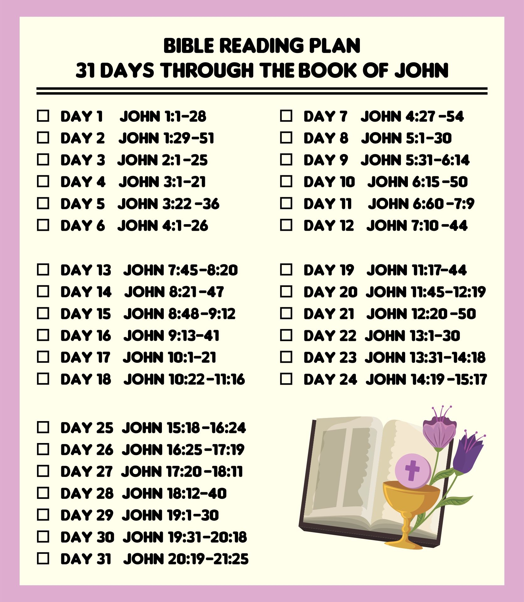 Bible Reading Charts 10 Free PDF Printables Printablee