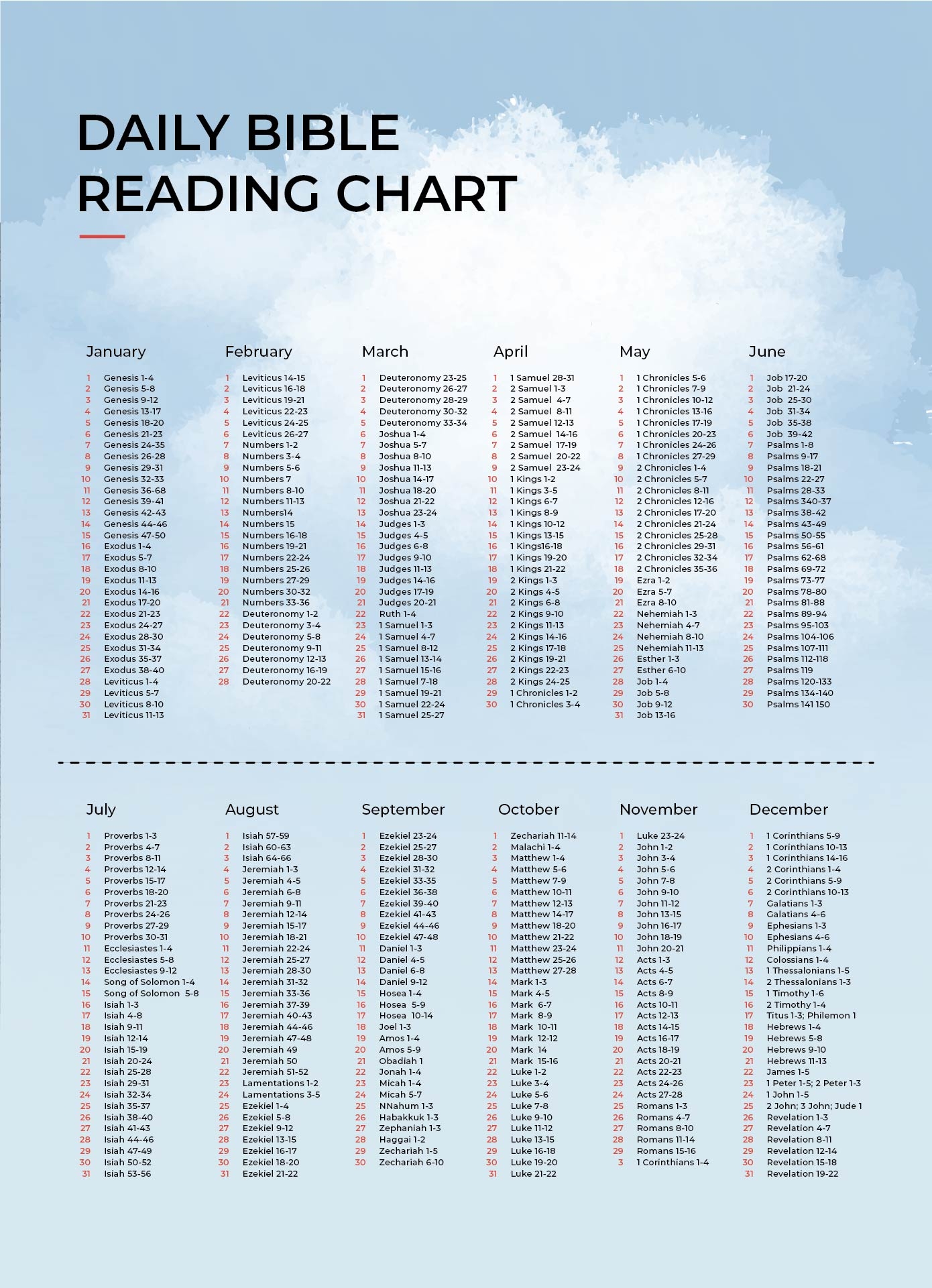 Daily Bible Reading Chart Printable