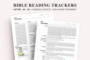 bible reading log checklist and faith planner a5 a4 letter