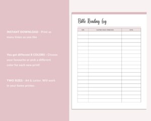 Bible Reading Log Printable Bible Reading Tracker Bible Journal