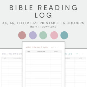 Bible Reading Log Printable Bible Reading Tracker Bible Journal