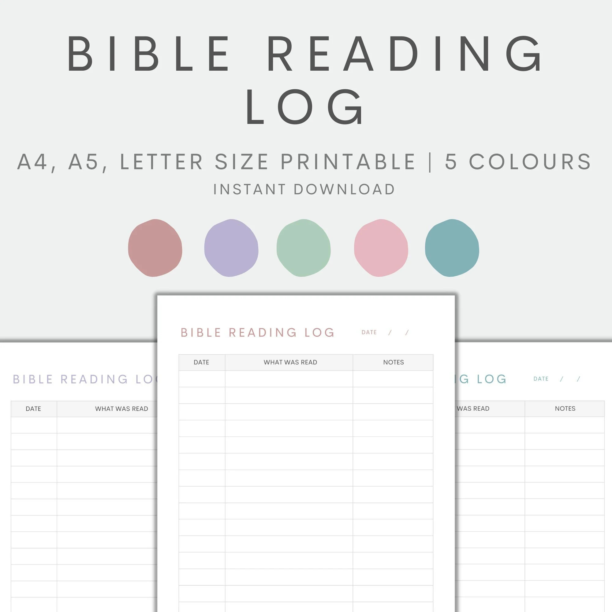 Bible Reading Log Printable Bible Reading Tracker Bible Journal 
