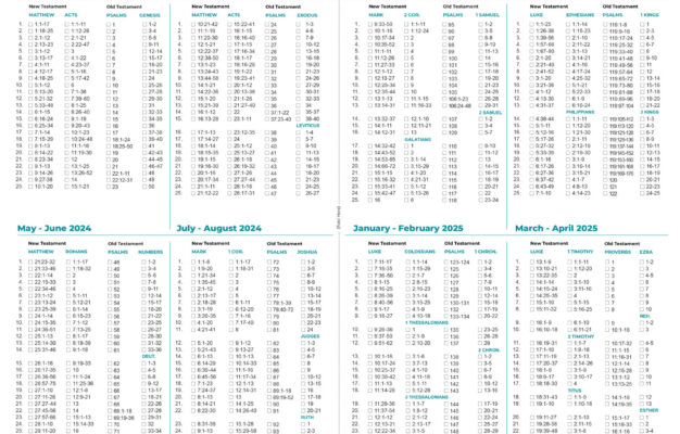 Bible Reading Plan 2 Year Schedule International Christian Fellowship