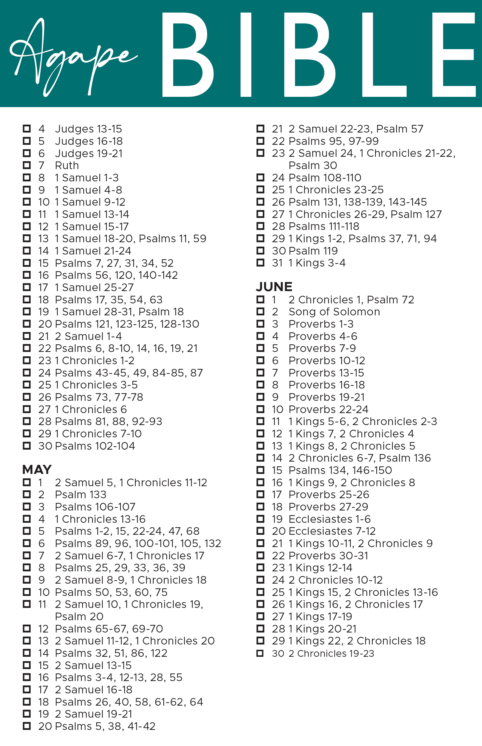 Bible Reading Plan Agape Church Citirea Bibliei Intr un An De Zile La Biserica Agape