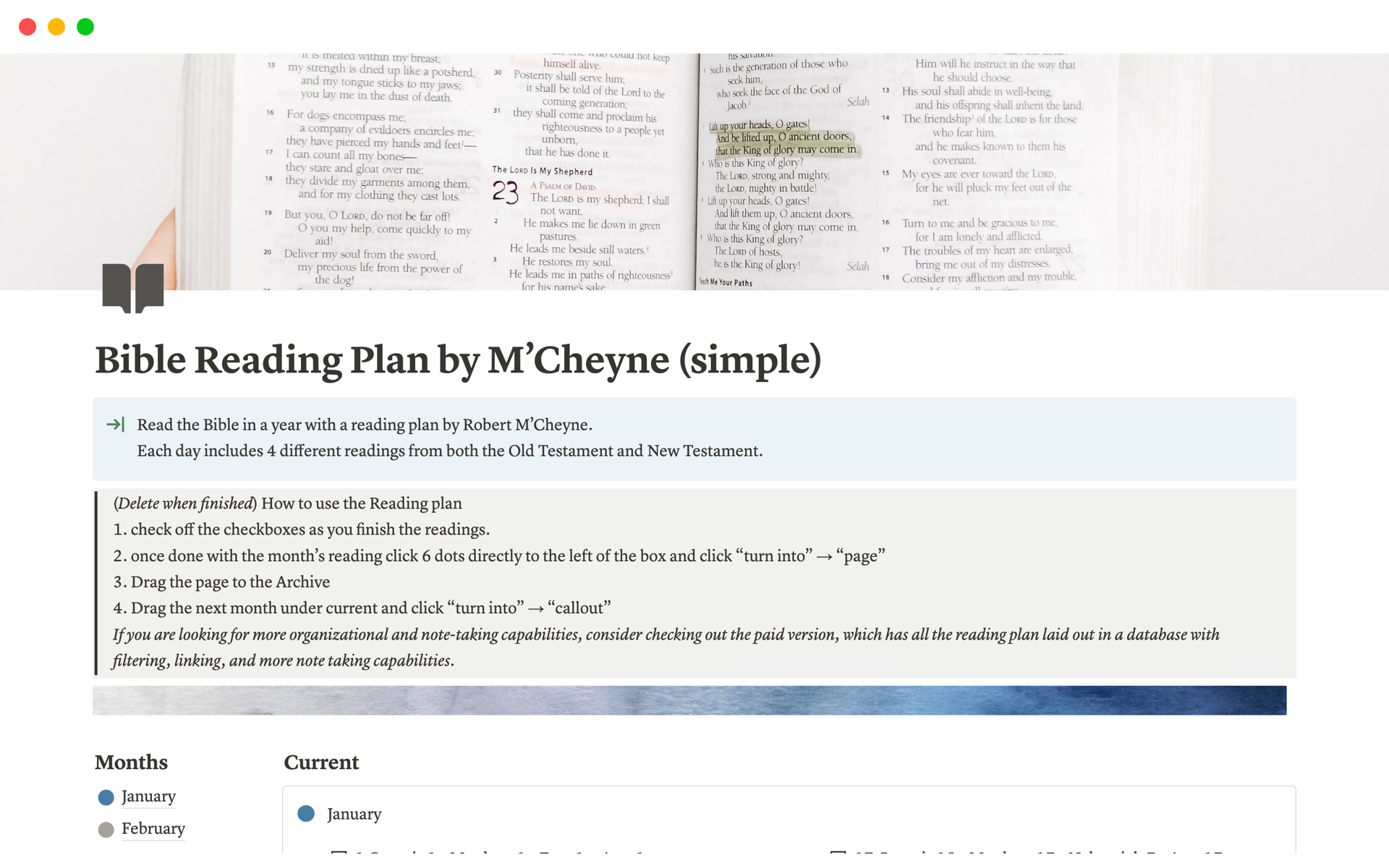 Bible Reading Plan By M Cheyne Template Notion Marketplace