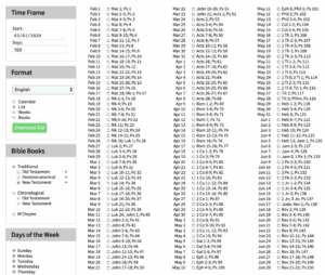 Bible Reading Plan Generator John Dyer