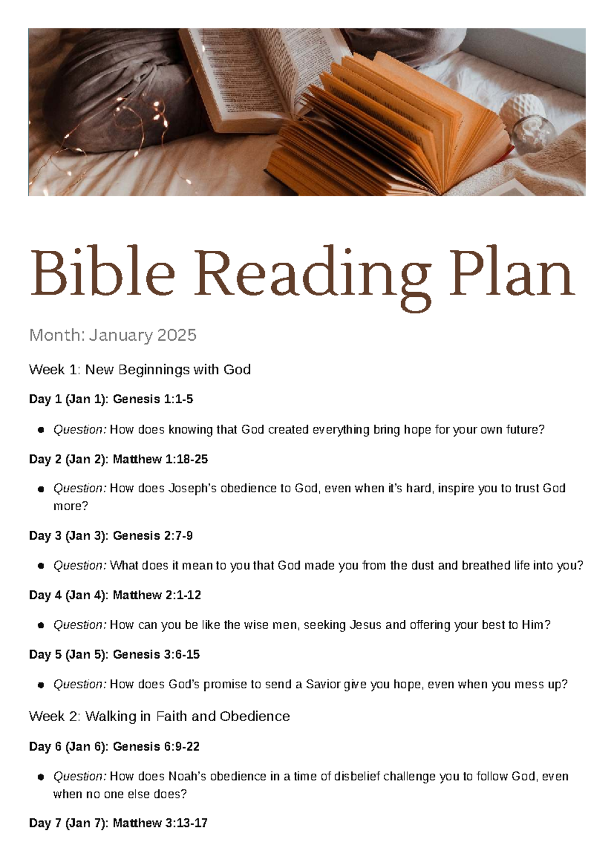 Bible Reading Plan January 2025 Devotion Reflection Studocu