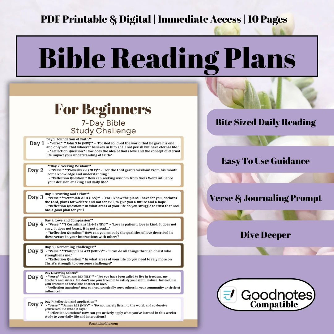 Bible Reading Plans By Theme Daily Verse Journaling Prompt Beginner friendly Bible Study Sheets Bible Digital Print Bible Planner Etsy