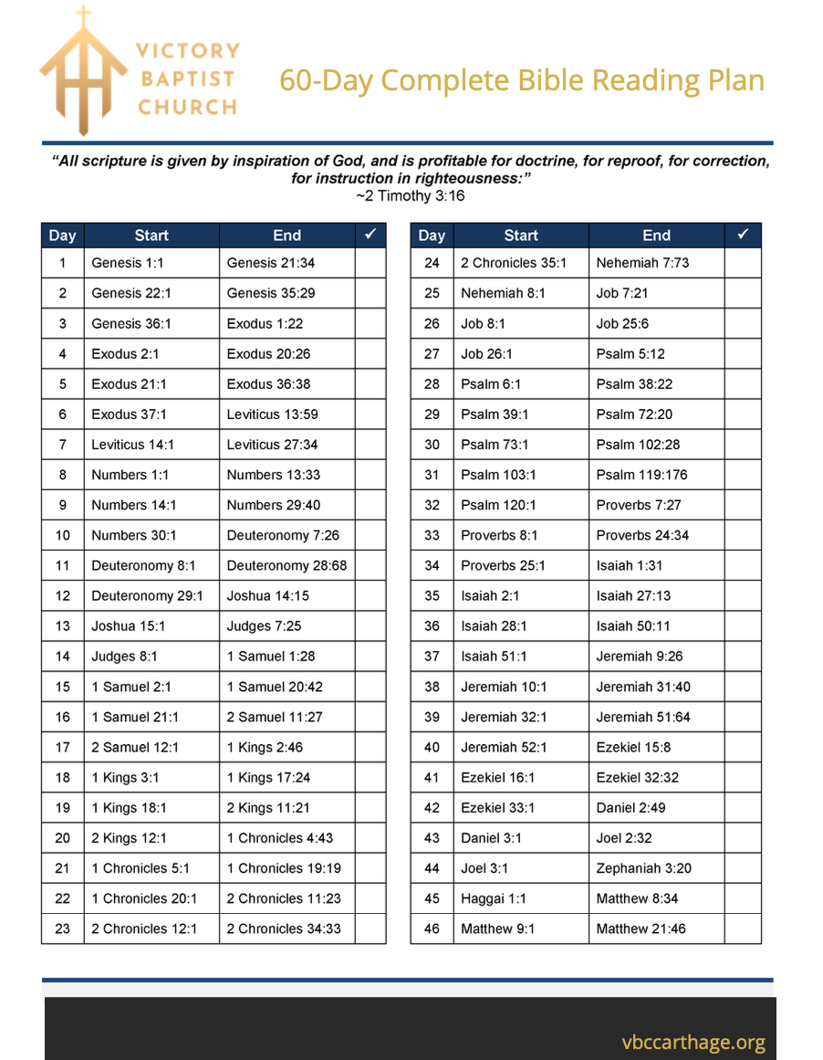 Bible Reading Plans Victory Baptist