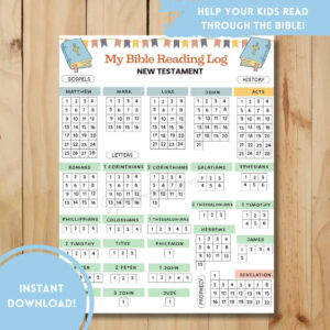 Bible Reading Tracker Kids Daily Bible Study Planner Christian Printables Bible Plan For Kids Bible Reading Log Kids New Testament Etsy