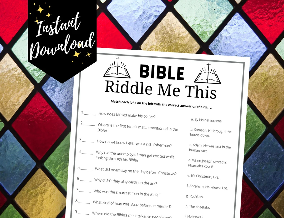 Bible Riddle Game Fun Christian Printable digital Download Etsy