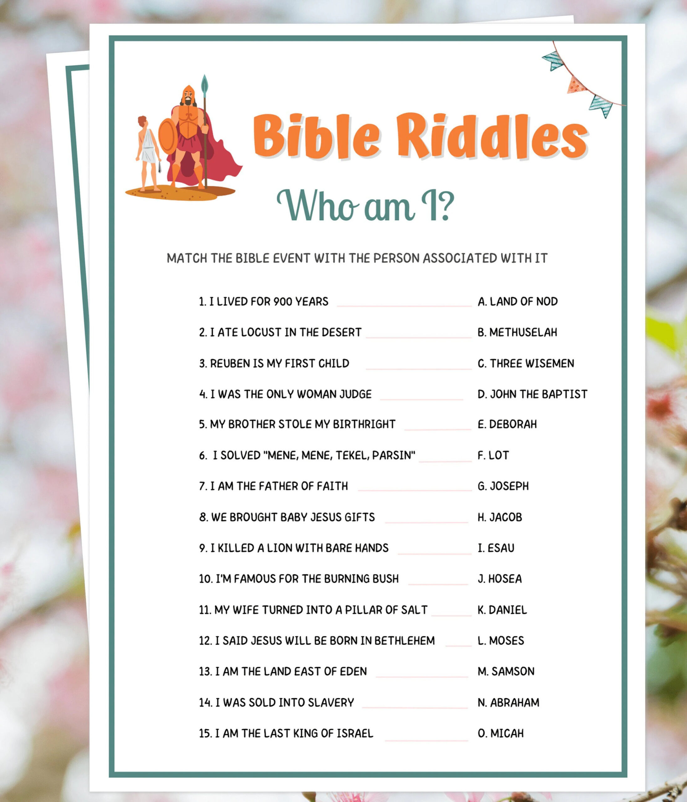 Bible Riddles Who Am I Bible Games For Kids Bible Study Games Bible Retreat Game Women s Ministry Game Adults Bible Games Bible Party Etsy
