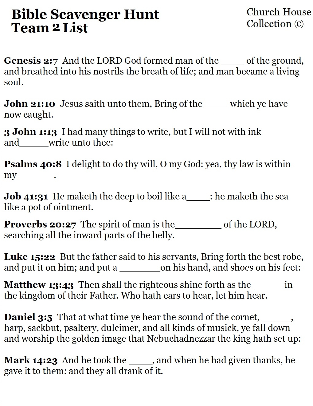 Free Printable Bible Scavenger Hunt for Kids