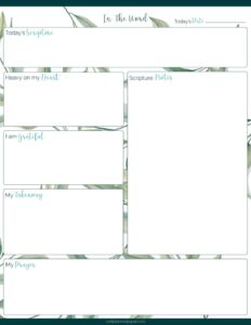 Bible Scripture Study Sheet Printable