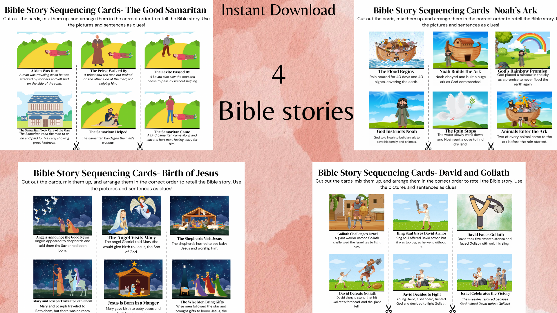 Bible Sequencing Cards Teach Kids The Stories Of The Bible With Printable Cards Classful