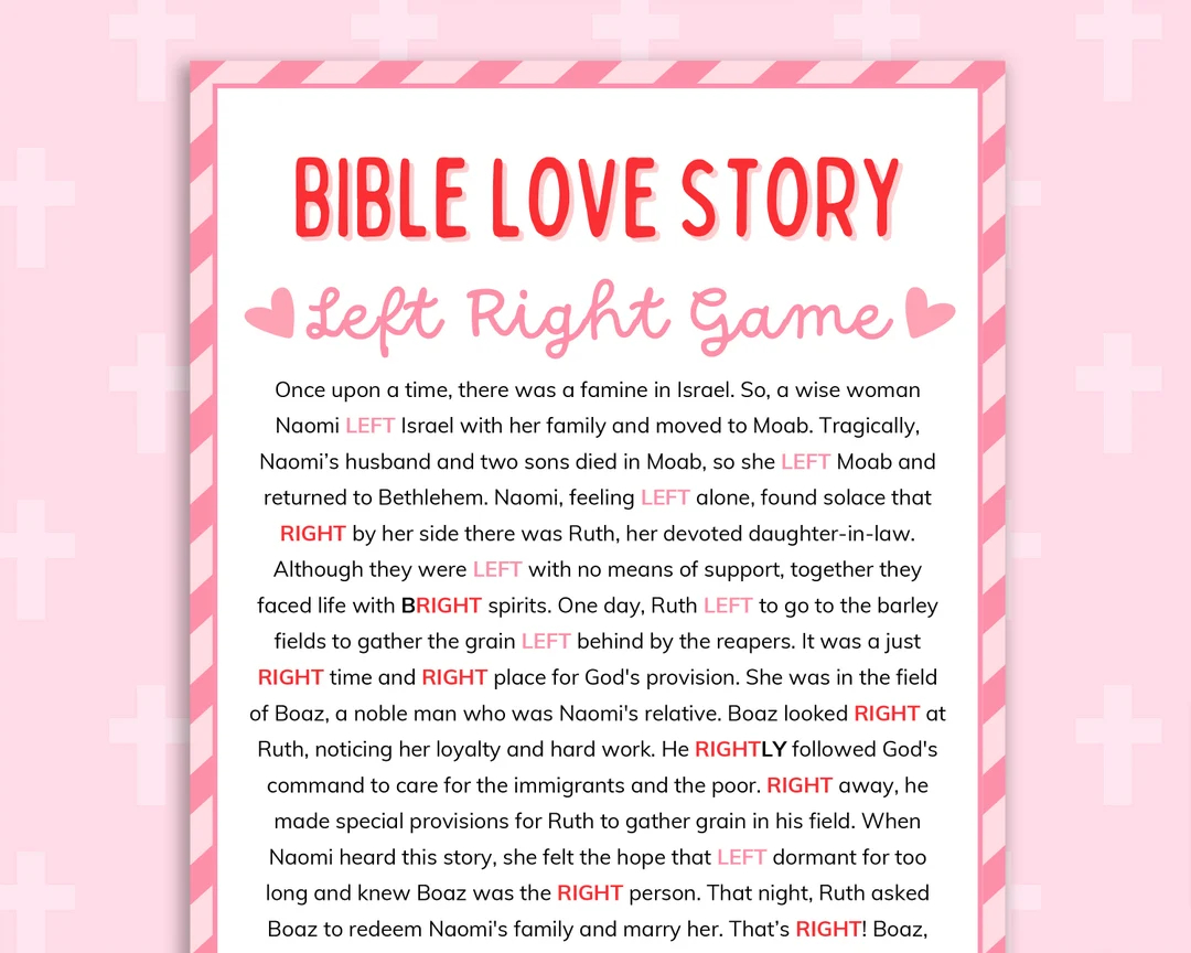 Bible Story Left Right Game Church Valentine Game Gift Exchange Game Pass The Prize Kids Sunday School Activities Printable Christian Games Etsy Australia