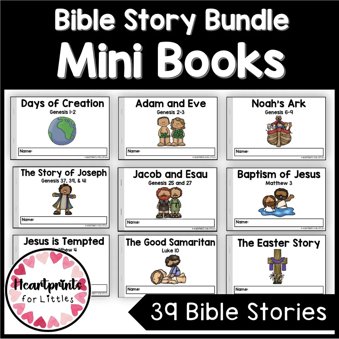 Bible Story Mini Books Bundle 39 Kids Emergent Readers digital Download Etsy