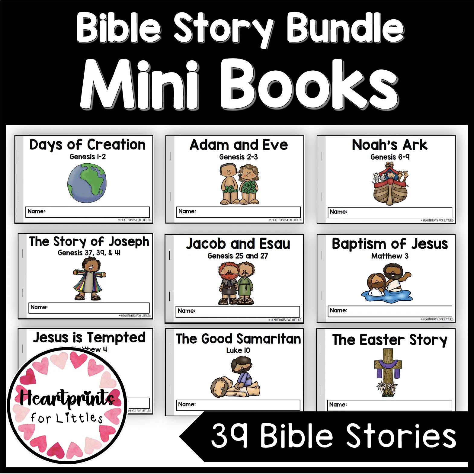 bible story mini books bundle 39 kids emergent readers digital download etsy