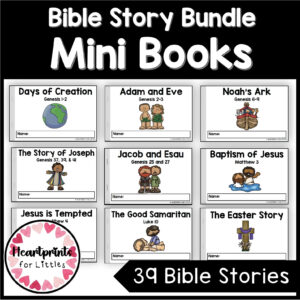 bible story mini books bundle 39 kids emergent readers digital download etsy