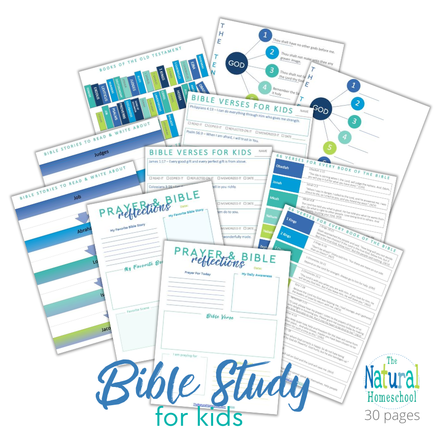 Bible Study For Kids 30 page Set The Natural Homeschool Shop