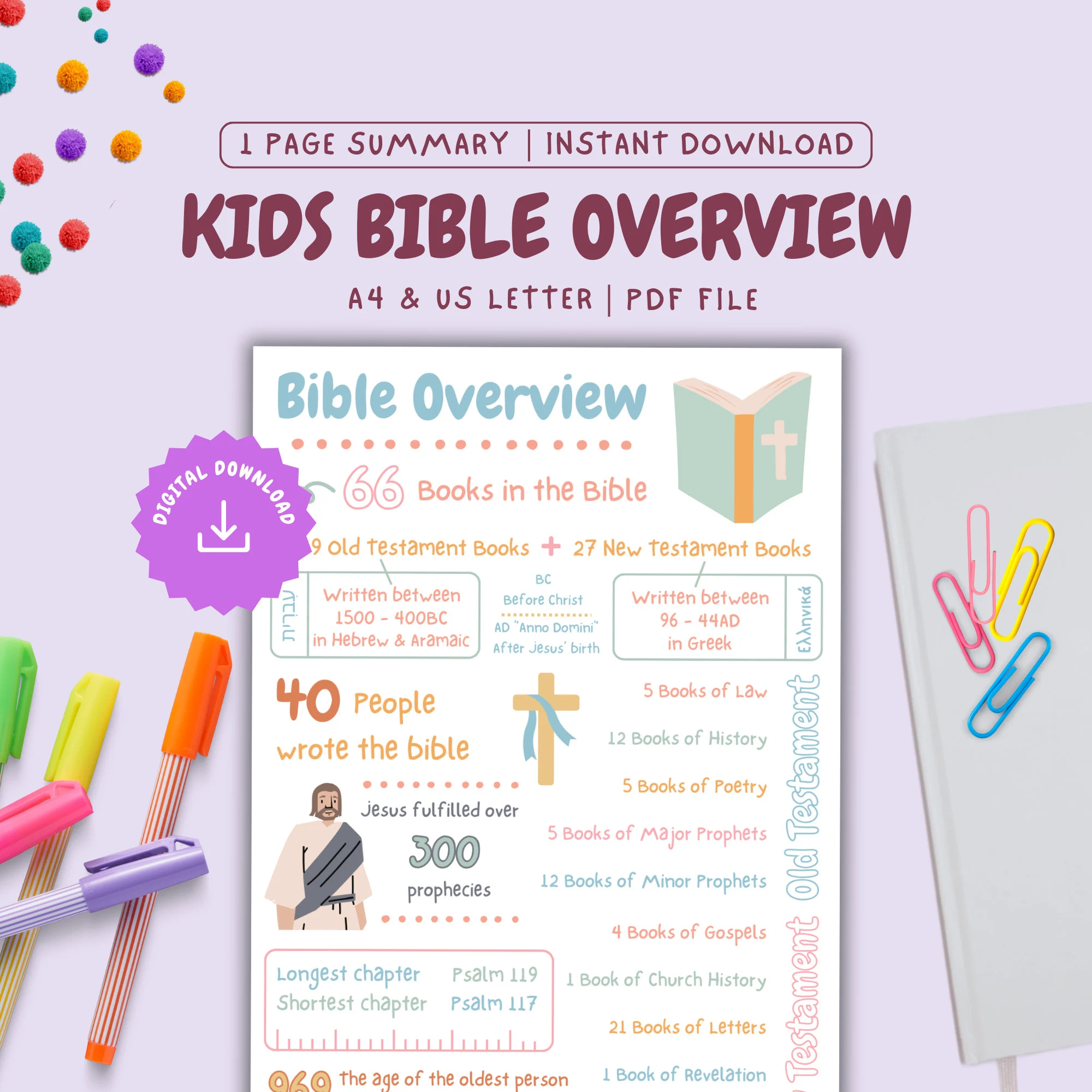 Bible Study For Kids Printable Bible Summary Children Read The Bible Sunday School Tool Homeschool Printable Christian Childrens Church PDF Etsy