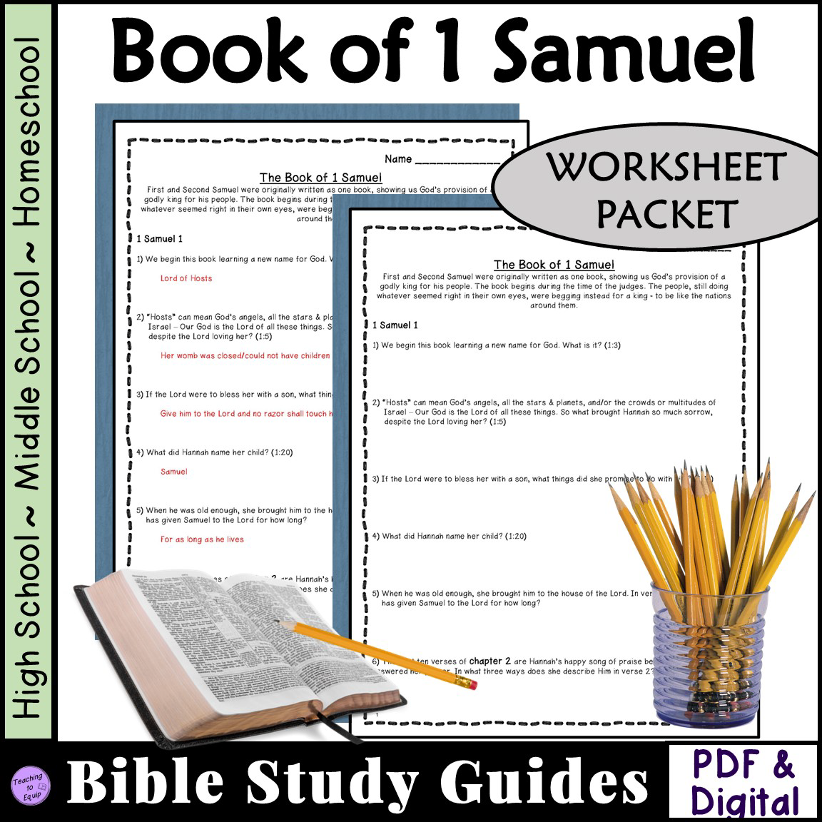 Bible Study Guide For Book Of 1 Samuel Worksheets Made By Teachers
