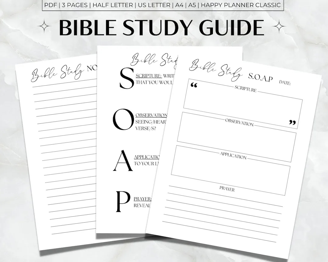 Bible Study Guide Printable SOAP Bible Study Template Minimalist Bible Study PDF SOAP Bible Study Guide Etsy