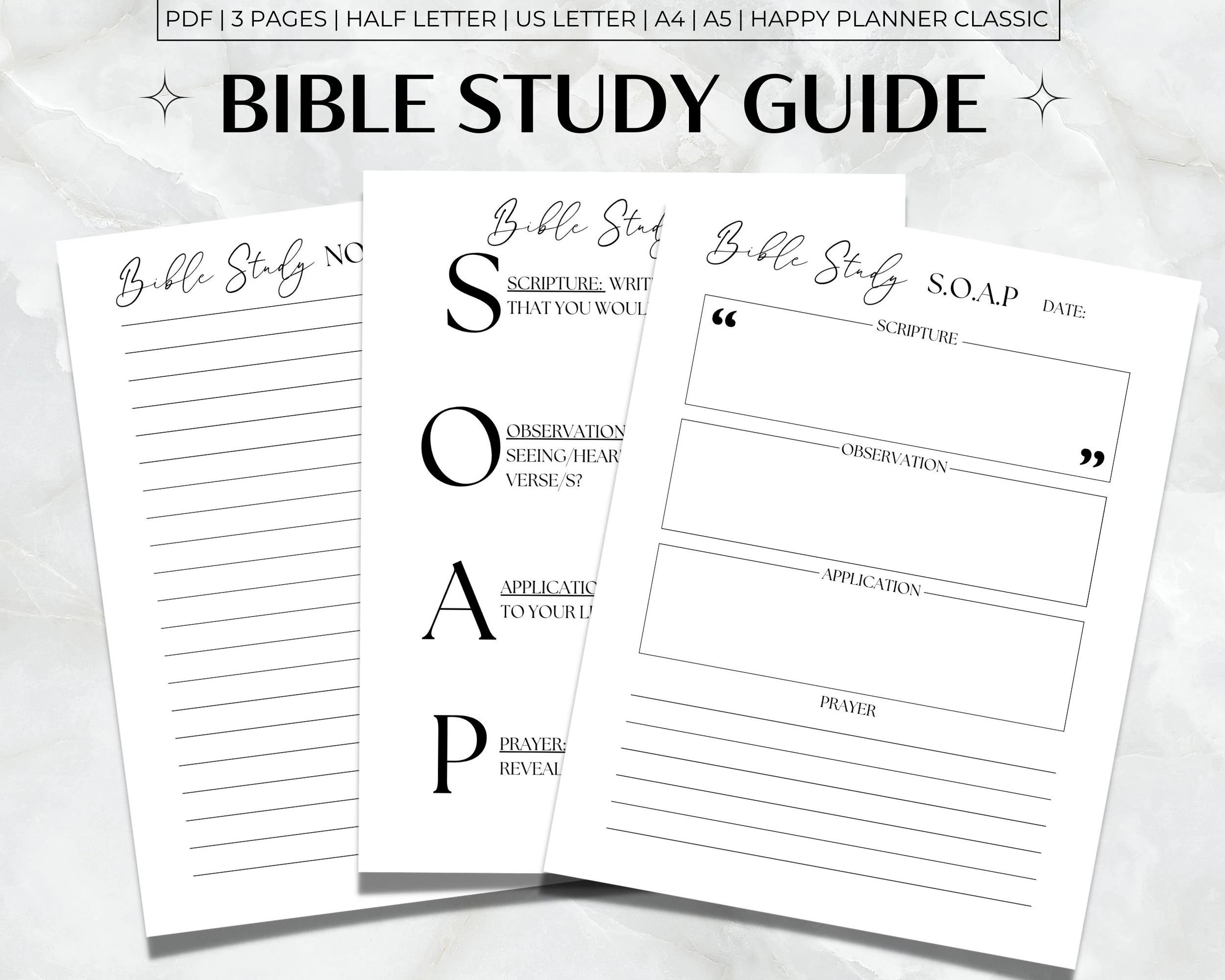 Bible Study Guide Printable SOAP Bible Study Template Minimalist 