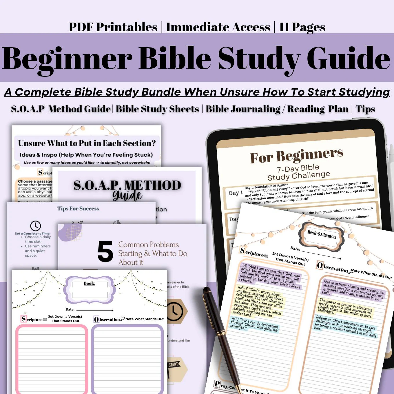 Bible Study Guide With Study Sheet Journaling Plan Prompts How To Start Studying Bible Study Printable And Digital Tool Etsy