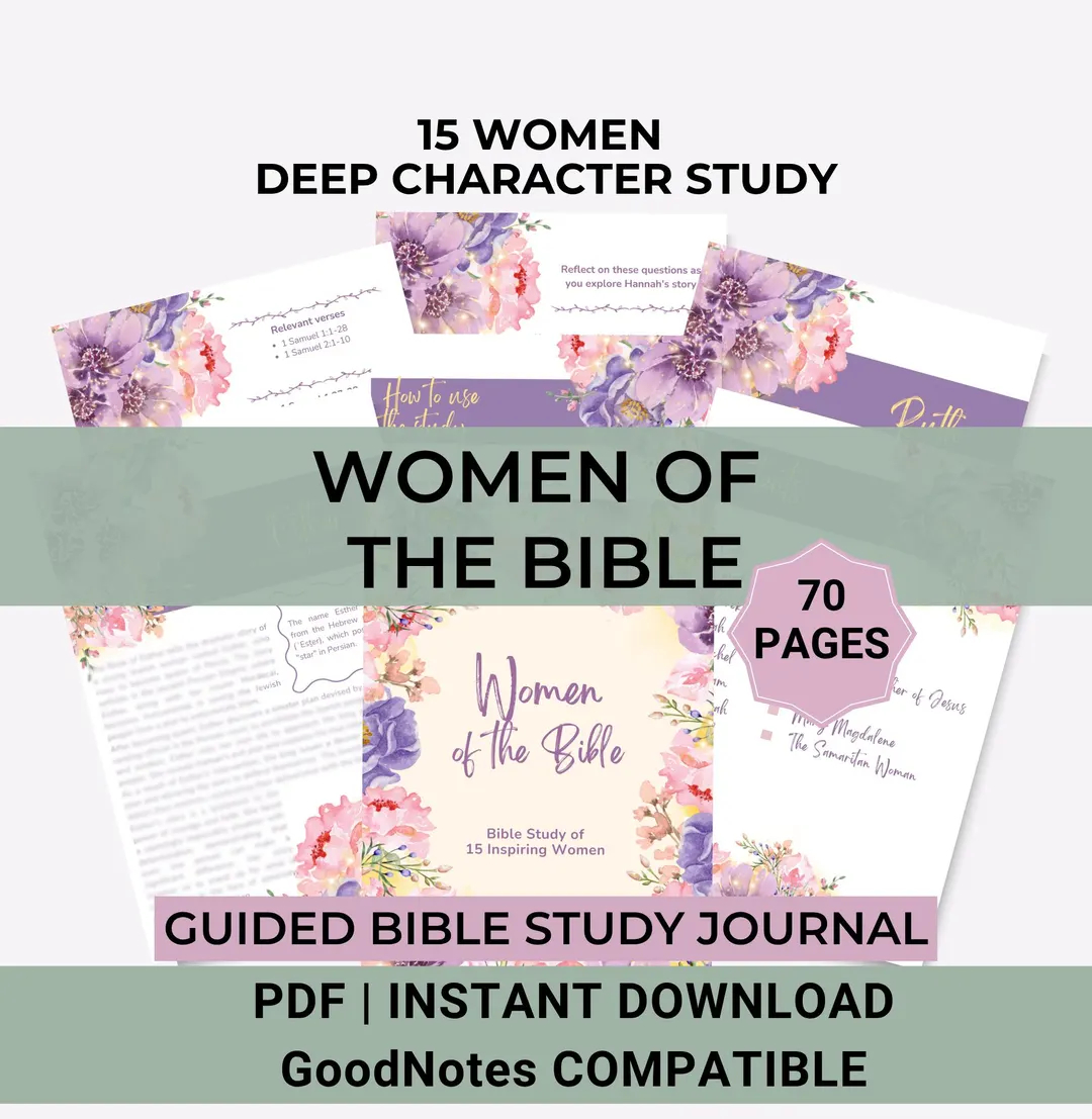 Bible Study Guide Women Of The Bible Devotional Journal For Women Bible Journal For Beginners Bible Character Study Women Ministry Printable Etsy