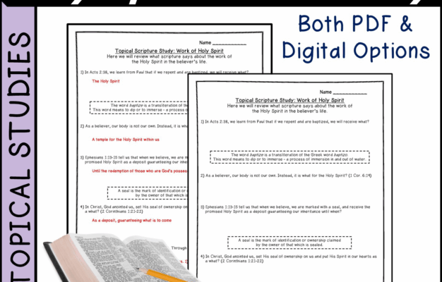 Bible Study Holy Spirit Topical Questions Worksheets Middle High School Classful