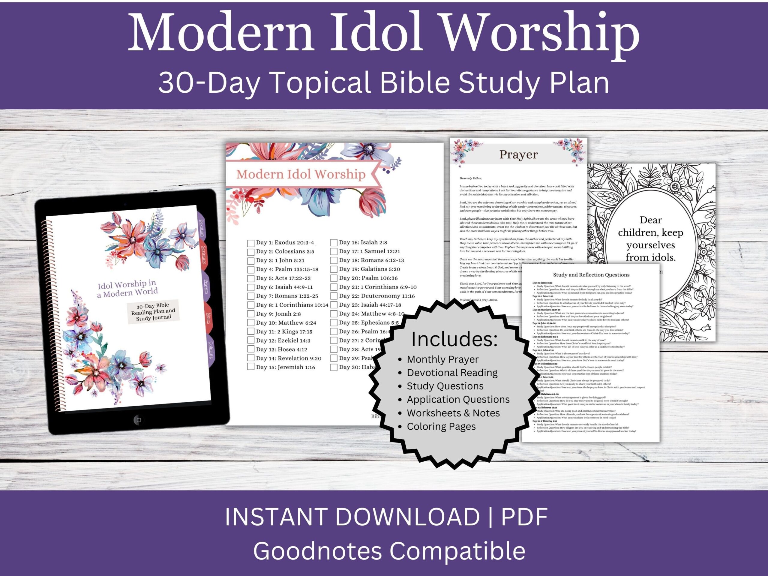 Bible Study Journal Bible Reading Plan Printable Digital Bible 