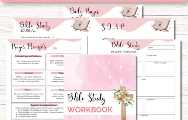 Bible Study Notebook Bible Study Printable Bible Study Guide Bible Planner 66 Page Bible Study Guide Leather