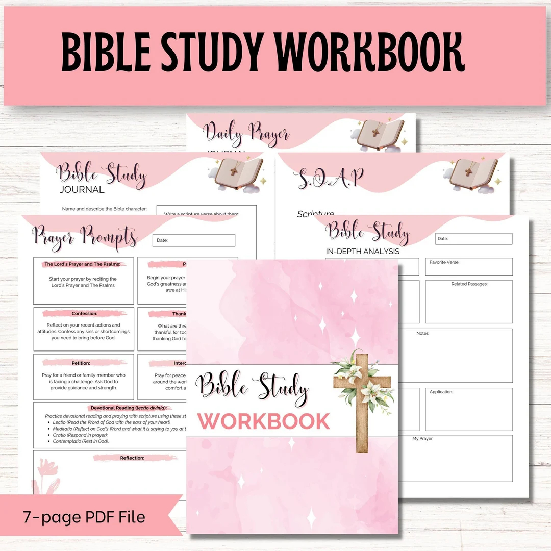 Bible Study Notebook Bible Study Printable Bible Study Guide Bible Planner 66 Page Bible Study Guide Leather