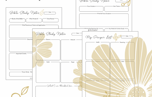 Bible Study Notes And Prayer Printables For Moms