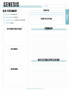 Bible Study Notes Teach Sunday School